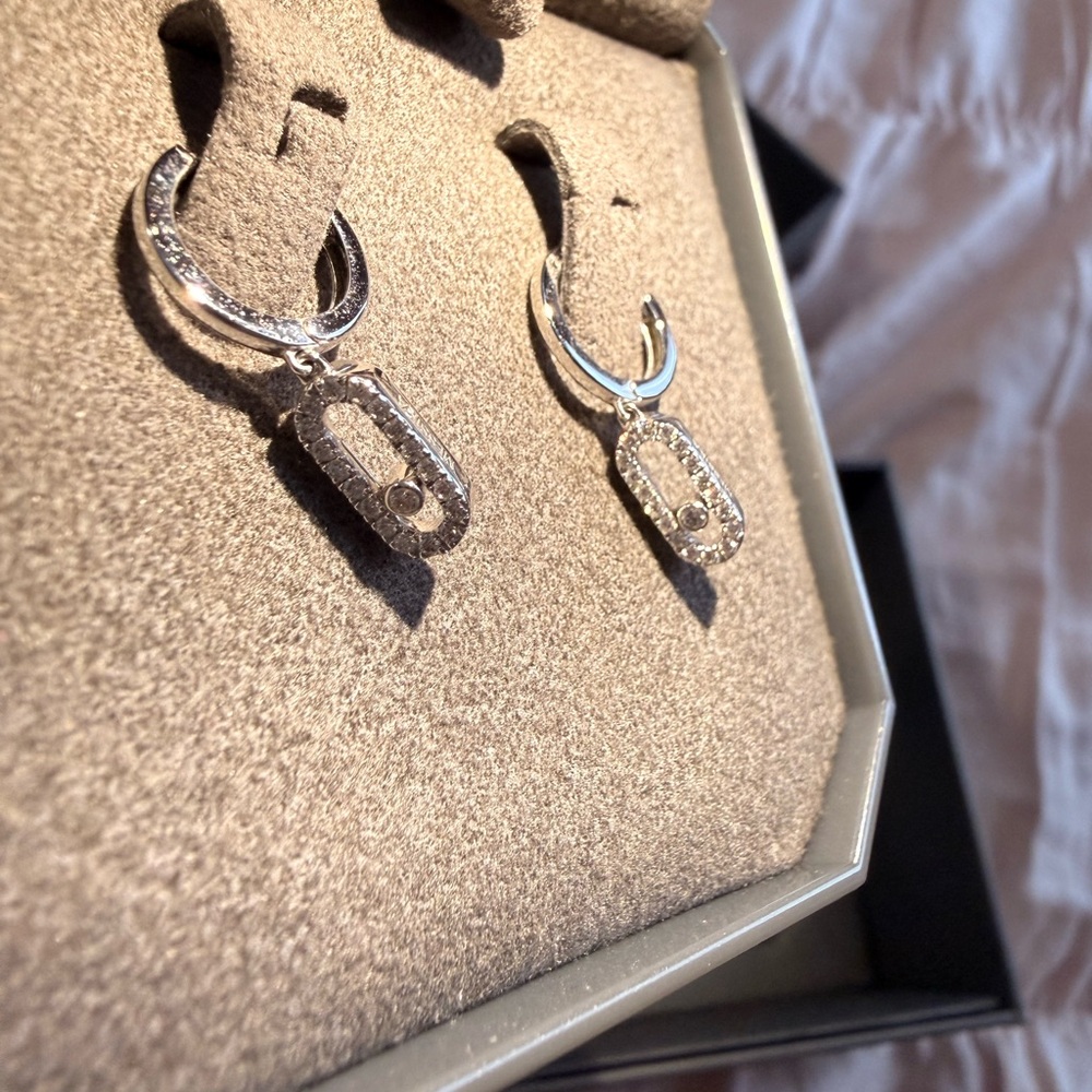Messika Silver Diamond Drop Earrings